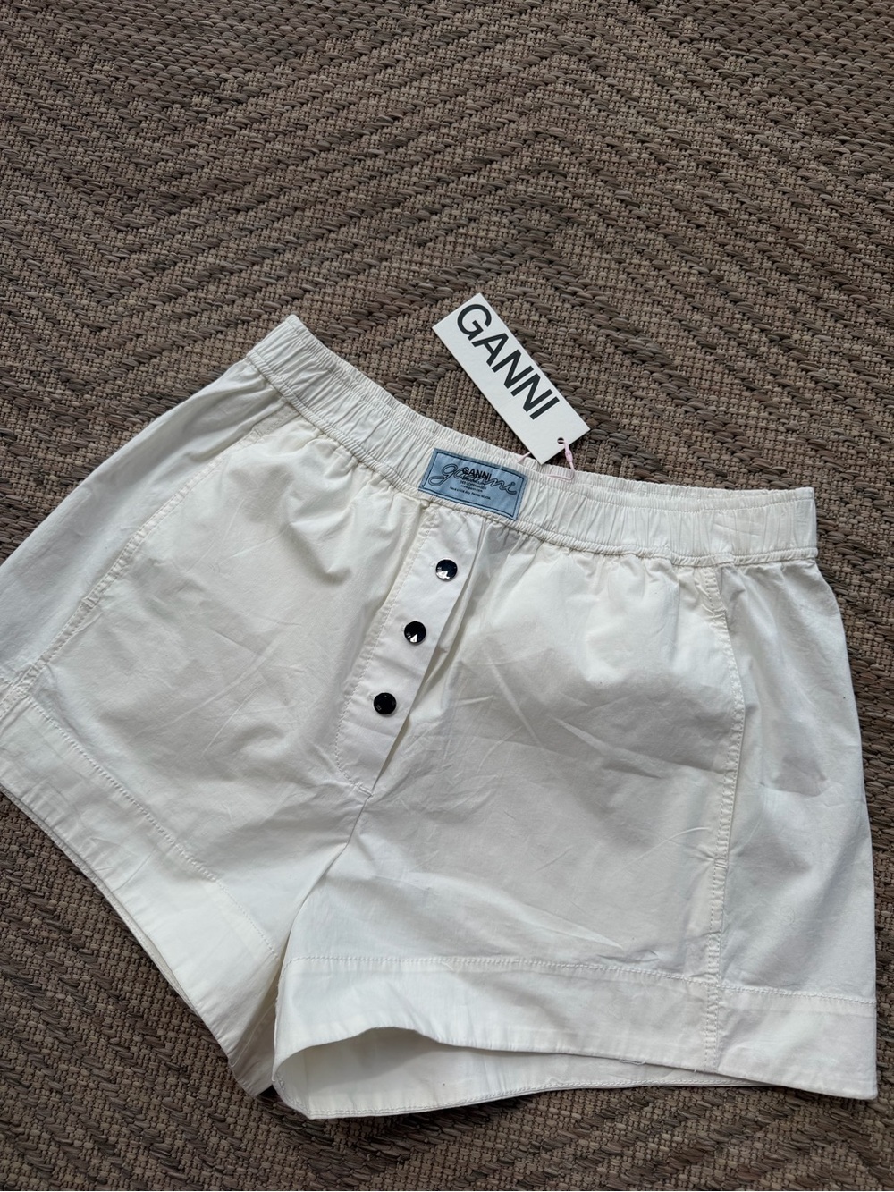 GANNI White Button-Front Shorts